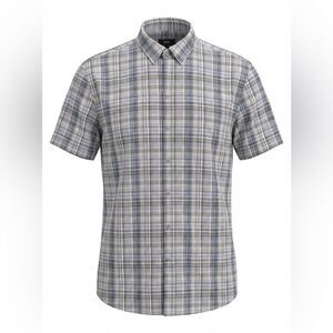 HUGO BOSS MENS BUTTON DOWN SHORT SLEEVE SHIRT SIZE XL BLUE GREEN CHECK